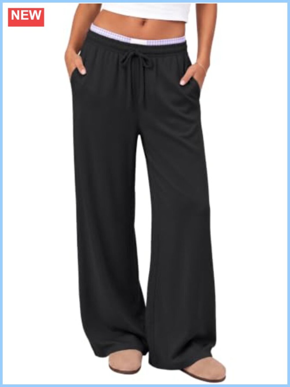 Wide Leg Sweatpants Lounge Pants with Pockets Drawstring